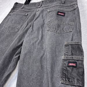 VTG Dickies Loose Fit Carpenter Denim Shorts Jorts Mens 38 Black Skater Grunge